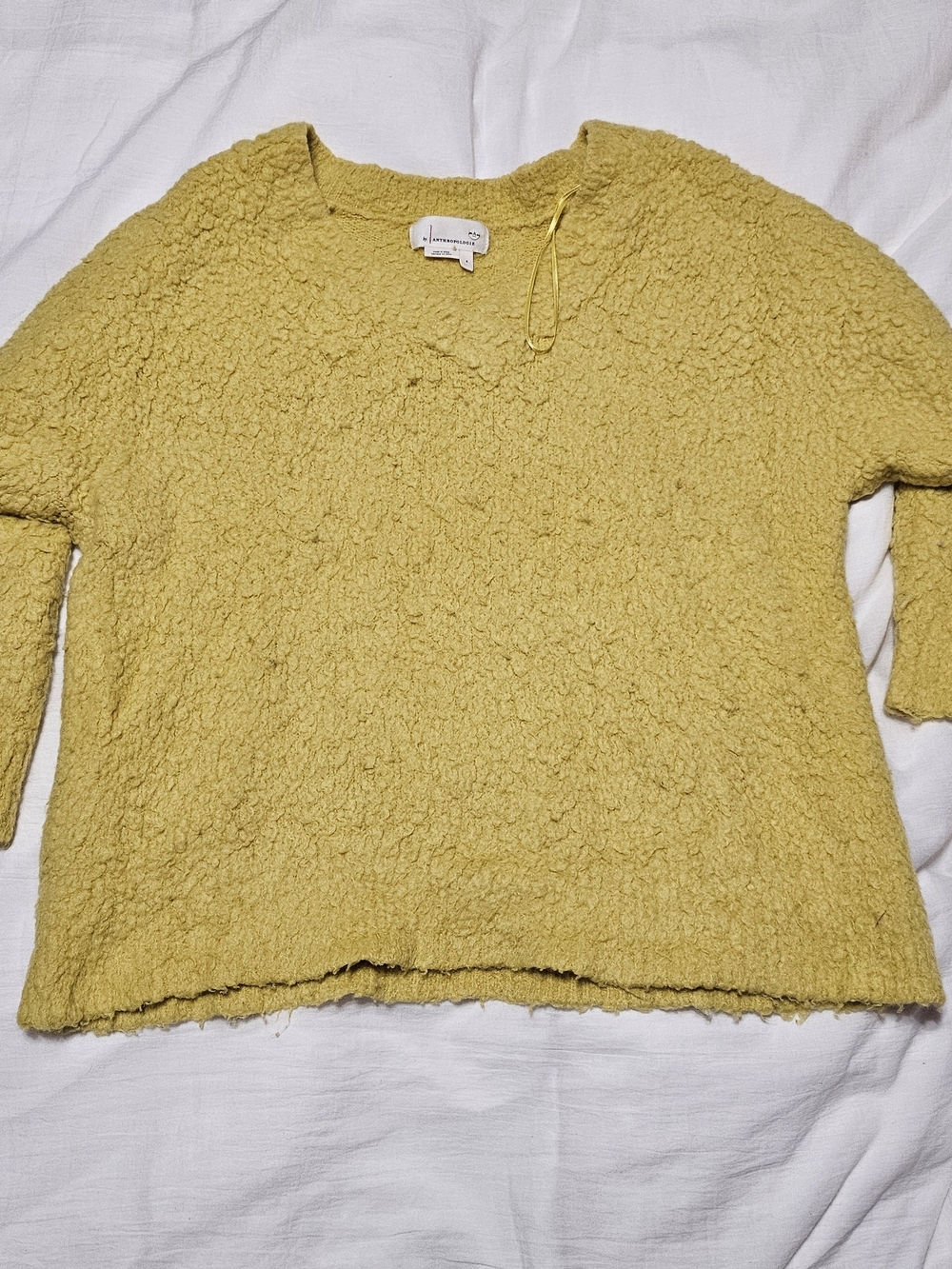 Anthropologie Textured Bouclé Sweater - Mustard